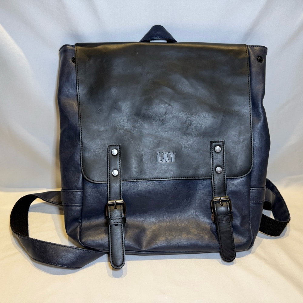Black Leather Backpack for Men